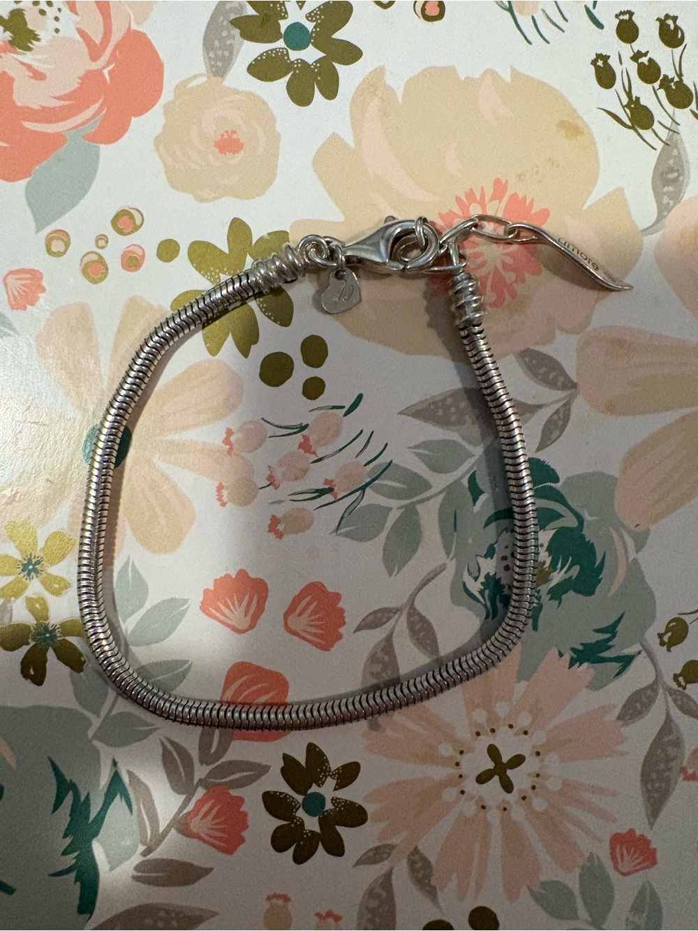 Amor and baci Sterling Silver Snake Chain Bracelet